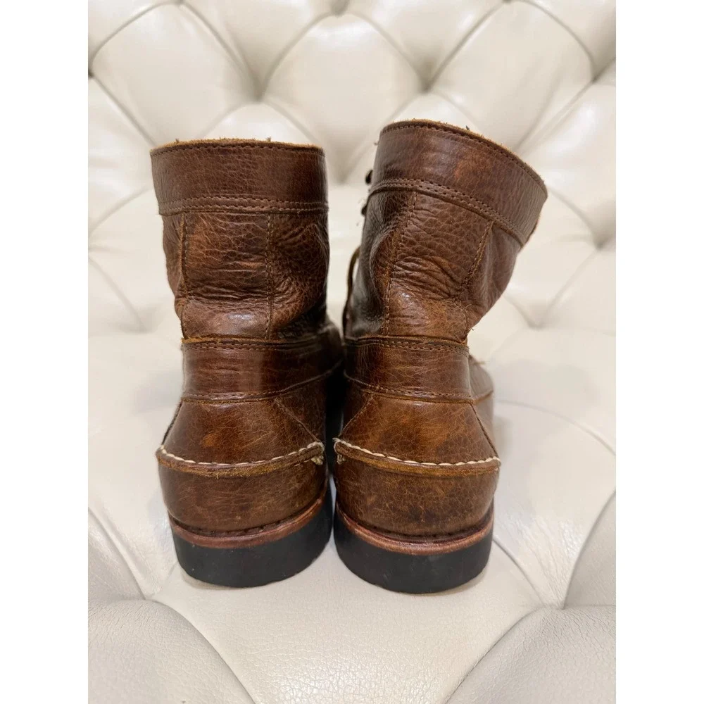 Allen Edmonds Yuma Brown Bison Leather Moc Toe Boots Mens 9 B Vibram 00269-2